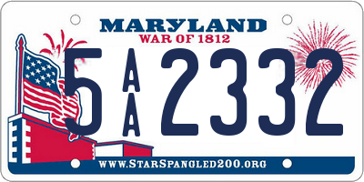 MD license plate 5AA2332