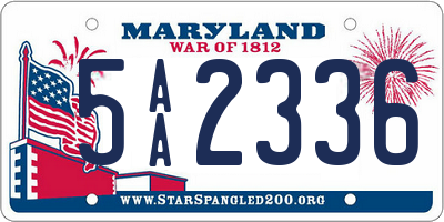 MD license plate 5AA2336