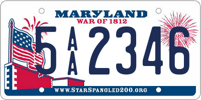 MD license plate 5AA2346