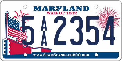 MD license plate 5AA2354