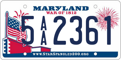 MD license plate 5AA2361