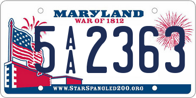 MD license plate 5AA2363