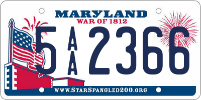 MD license plate 5AA2366