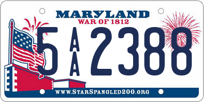 MD license plate 5AA2388