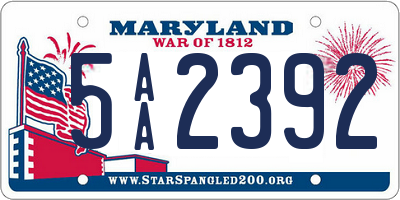 MD license plate 5AA2392