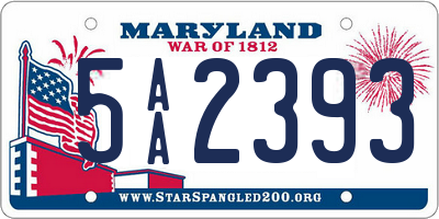 MD license plate 5AA2393