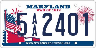 MD license plate 5AA2401