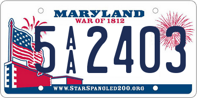 MD license plate 5AA2403