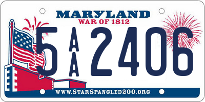 MD license plate 5AA2406