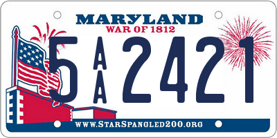MD license plate 5AA2421