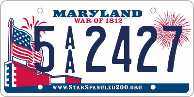 MD license plate 5AA2427