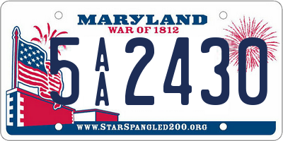 MD license plate 5AA2430