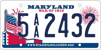 MD license plate 5AA2432