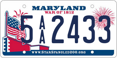 MD license plate 5AA2433