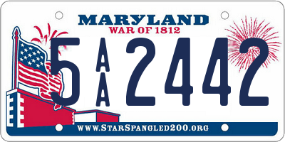 MD license plate 5AA2442
