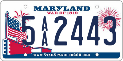 MD license plate 5AA2443