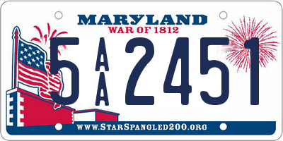 MD license plate 5AA2451