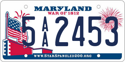 MD license plate 5AA2453