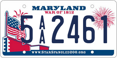 MD license plate 5AA2461