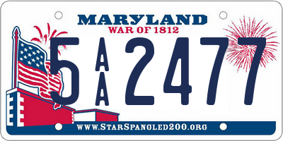 MD license plate 5AA2477