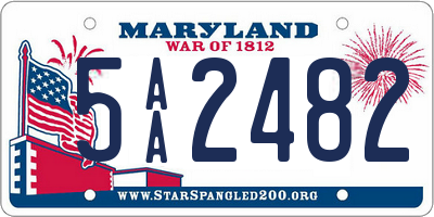 MD license plate 5AA2482