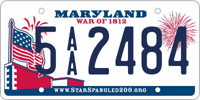 MD license plate 5AA2484