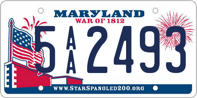 MD license plate 5AA2493