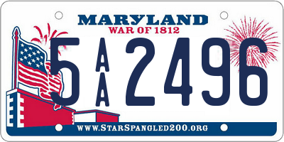 MD license plate 5AA2496