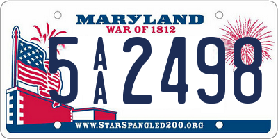 MD license plate 5AA2498