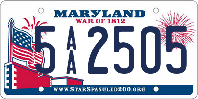 MD license plate 5AA2505