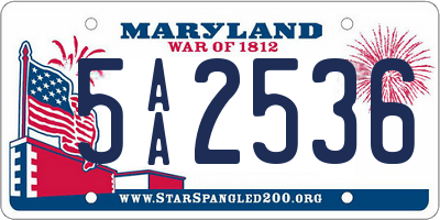 MD license plate 5AA2536