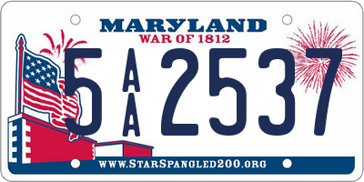 MD license plate 5AA2537