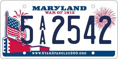 MD license plate 5AA2542