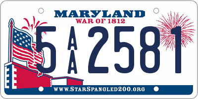 MD license plate 5AA2581