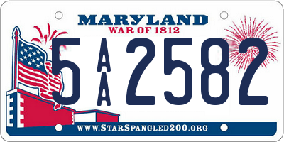 MD license plate 5AA2582