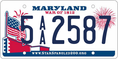 MD license plate 5AA2587