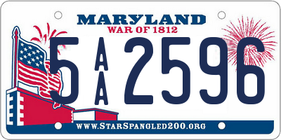 MD license plate 5AA2596