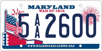 MD license plate 5AA2600