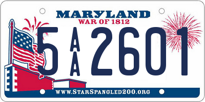 MD license plate 5AA2601