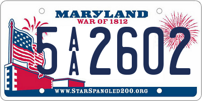 MD license plate 5AA2602