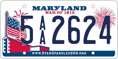 MD license plate 5AA2624