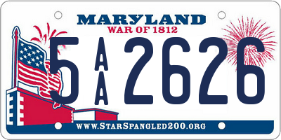 MD license plate 5AA2626