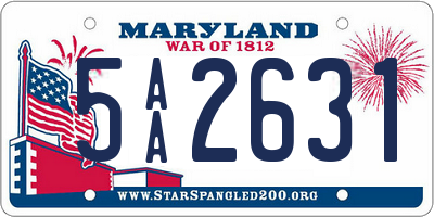 MD license plate 5AA2631