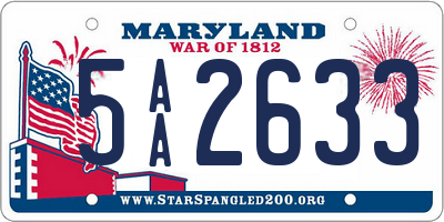 MD license plate 5AA2633