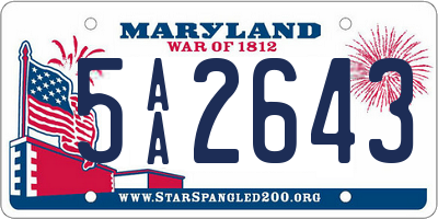 MD license plate 5AA2643