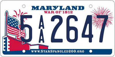 MD license plate 5AA2647