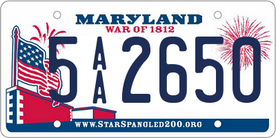 MD license plate 5AA2650