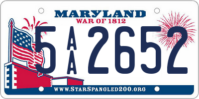 MD license plate 5AA2652