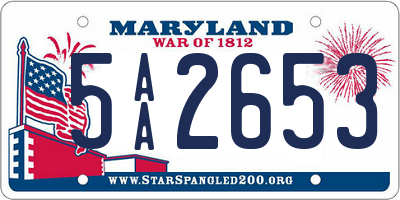 MD license plate 5AA2653