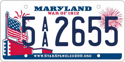 MD license plate 5AA2655